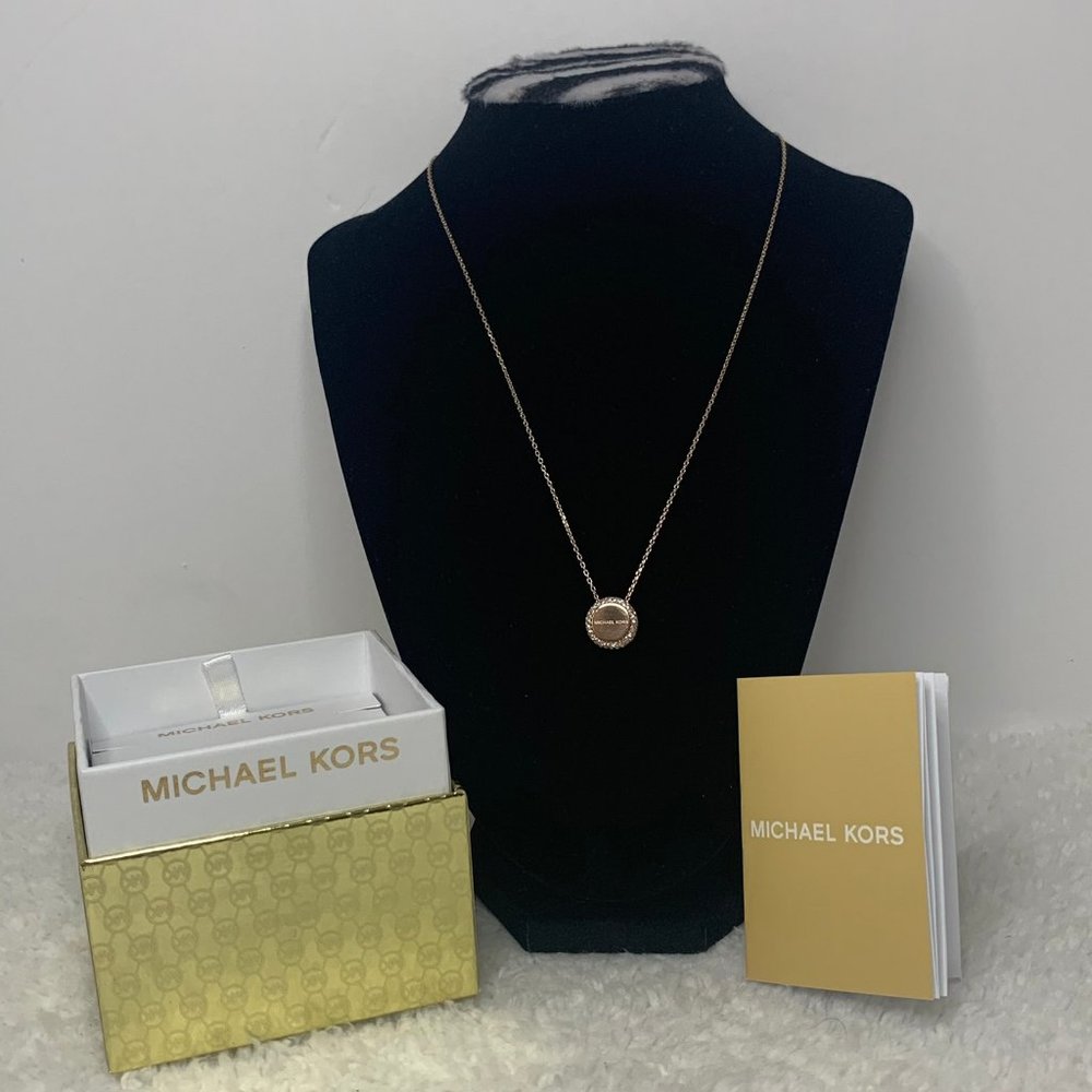 NWT - Michael Kors Rose Gold Pendant Necklace - Picture 2 of 6
